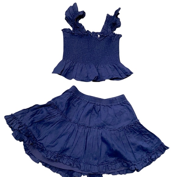 Hill House The Paz Top And Skirt in Navy‎ Linen Size L/XL Summer Preppy Feminine - Picture 4 of 15